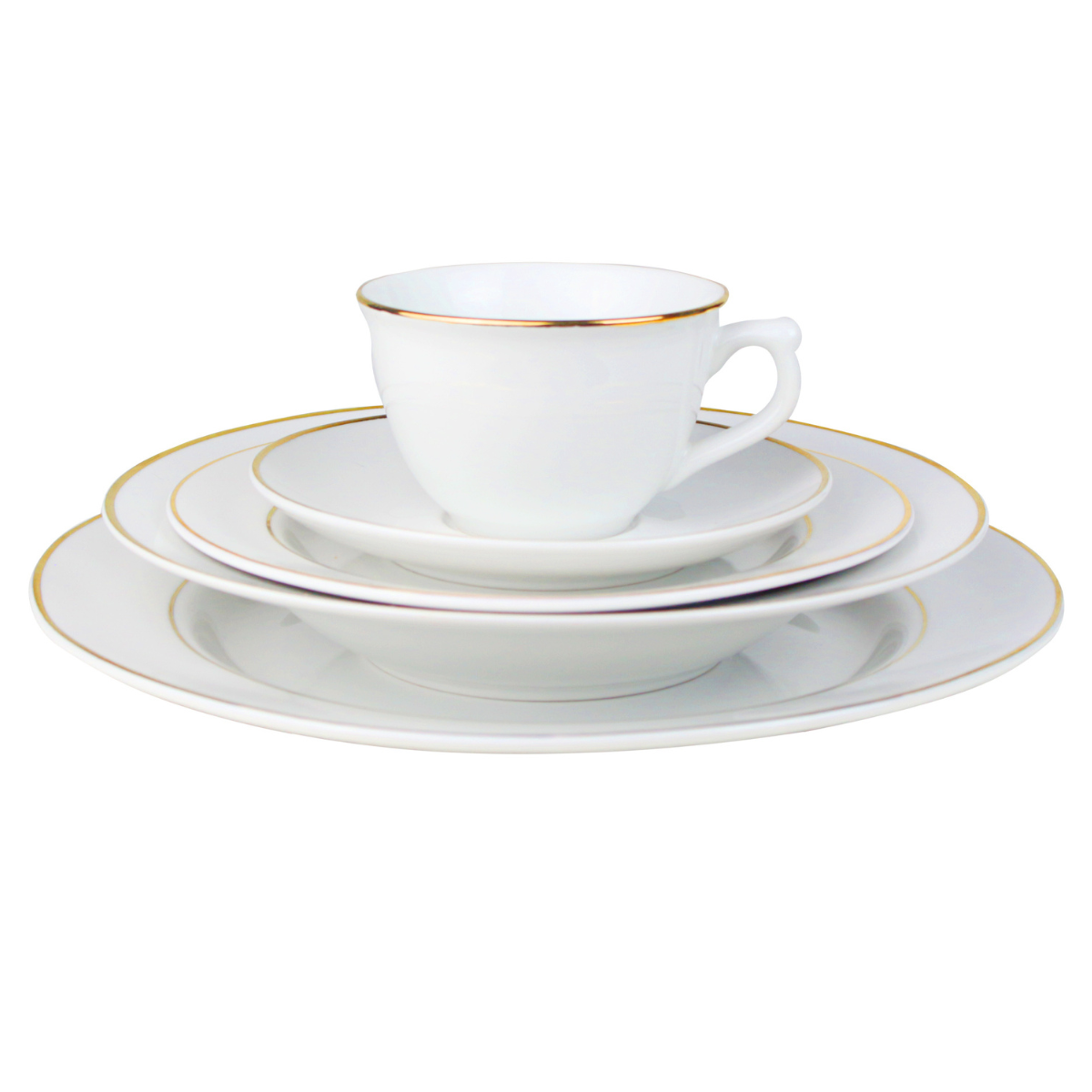 Jogo De Pratos Estaleiro De Porcelanas Borda Dourado 20 Peças