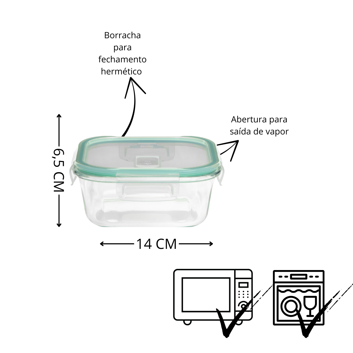 Kit 4 Potes Marmita de Vidro Hermético com Trava - Diversos