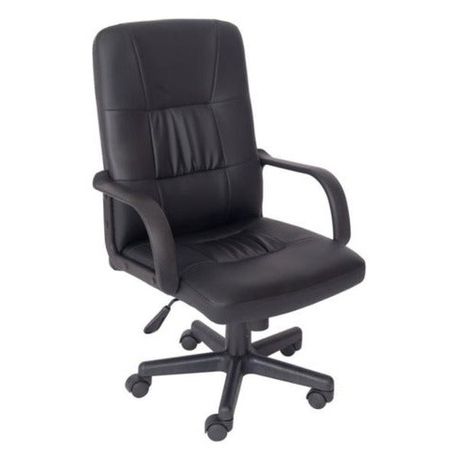 Cadeira De Escritório Dubai Preta Giratória Couro Trevalla