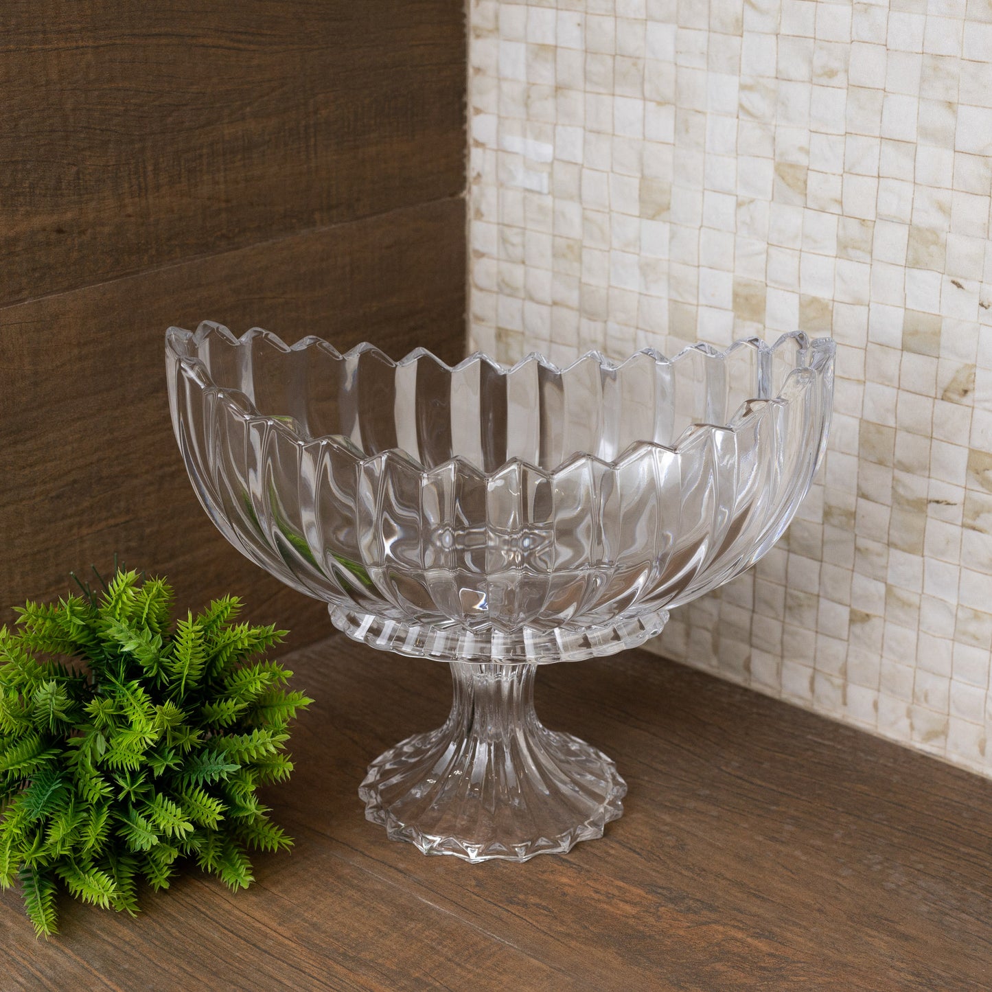 CENTRO DE MESA CRISTAL DE CHUMBO COM PE GENEVA - 28CM