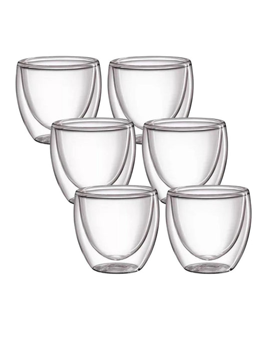 JOGO 6 COPOS PARA CAFÉ PAREDE DUPLA DE VIDRO - 80ML