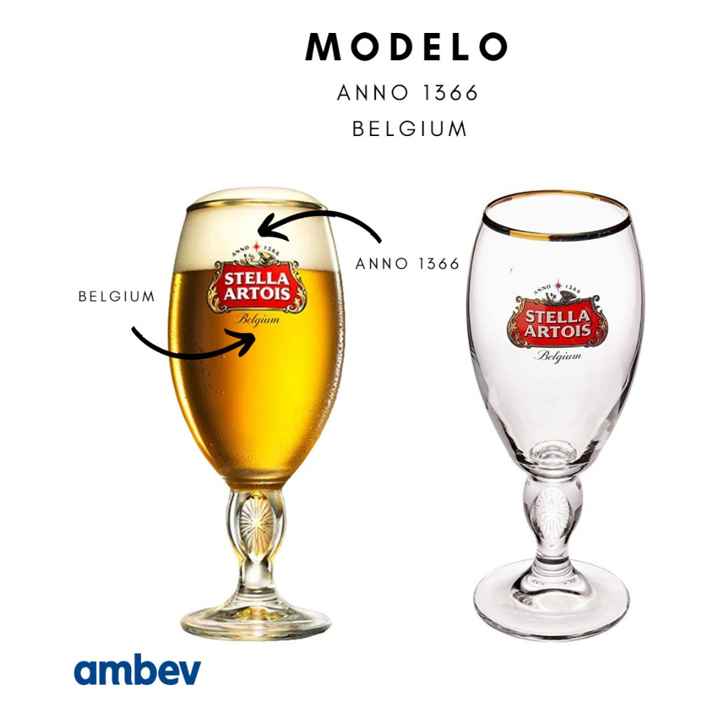 Taça De Cerveja Stella Artois 330ml Ambev Copo Borda Dourada Cálice