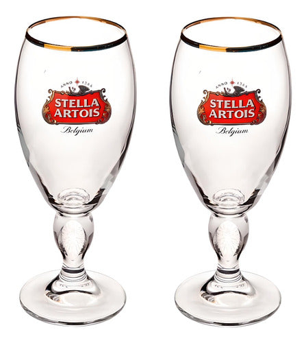 Taça De Cerveja Stella Artois 330ml Ambev Copo Borda Dourada Cálice