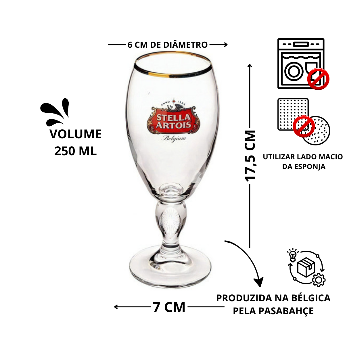Jogo 4 Taças De Cerveja Stella Artois 250ml Ambev Copo Borda Dourada Cálice