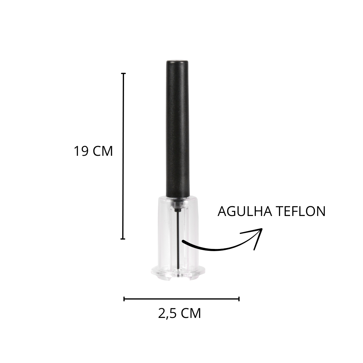Saca Rolha Abridor Vinho Bomba de Pressão - 19cm