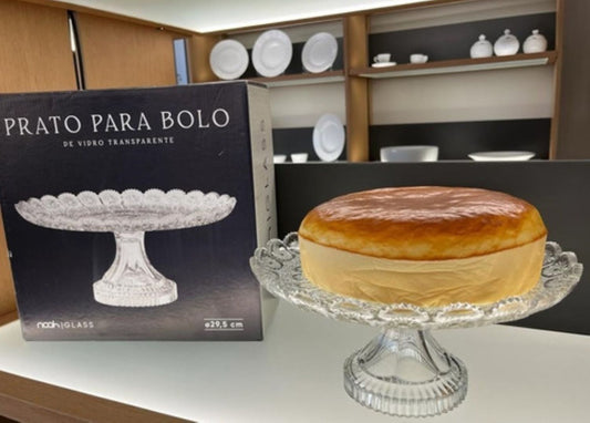 Boleira Prato Para Bolo Gourmet Sakara Com pé e tampa 29,5cm
