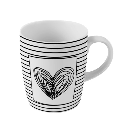Caneca de Porcelana Café e Chá Coração Lista - 230ml
