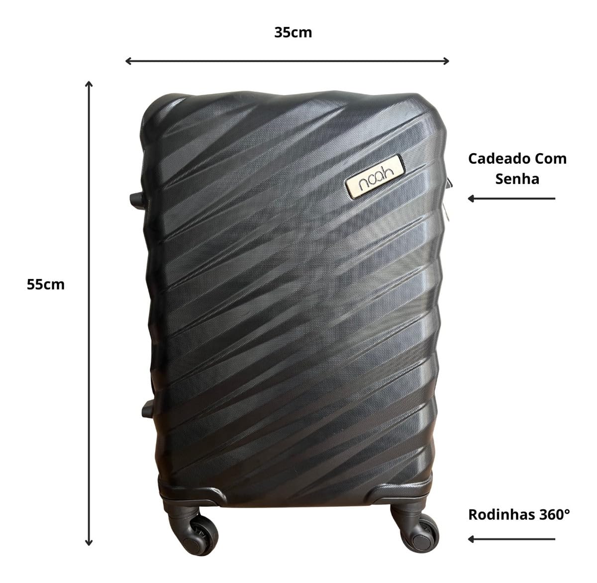 Mala De Viagem Bordo Preta 10kg Pequena Resistente Noah Home