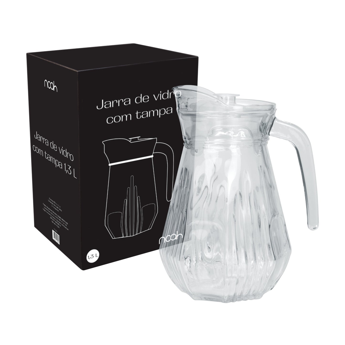 KIT JARRA E COPO DE VIDRO LONG DRINK DIAMOND - 5 PÇS