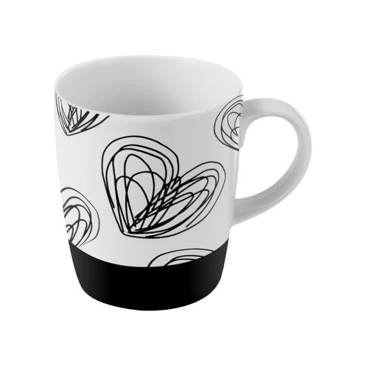 Caneca de Porcelana para Chá e Café Coração Rabiscado -230ml