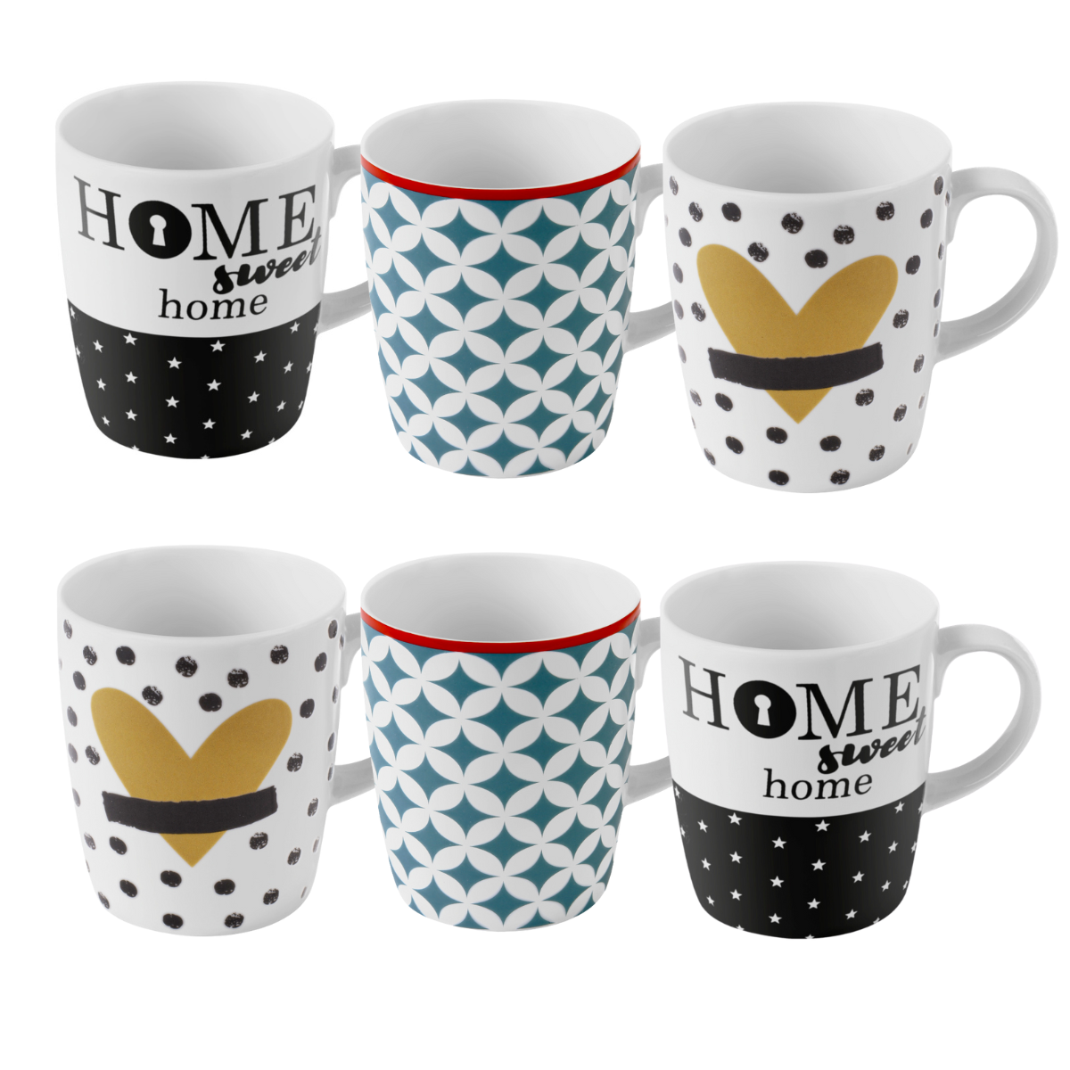 Kit 6 Canecas de Porcelana Diversas Café e Chá - 230ml