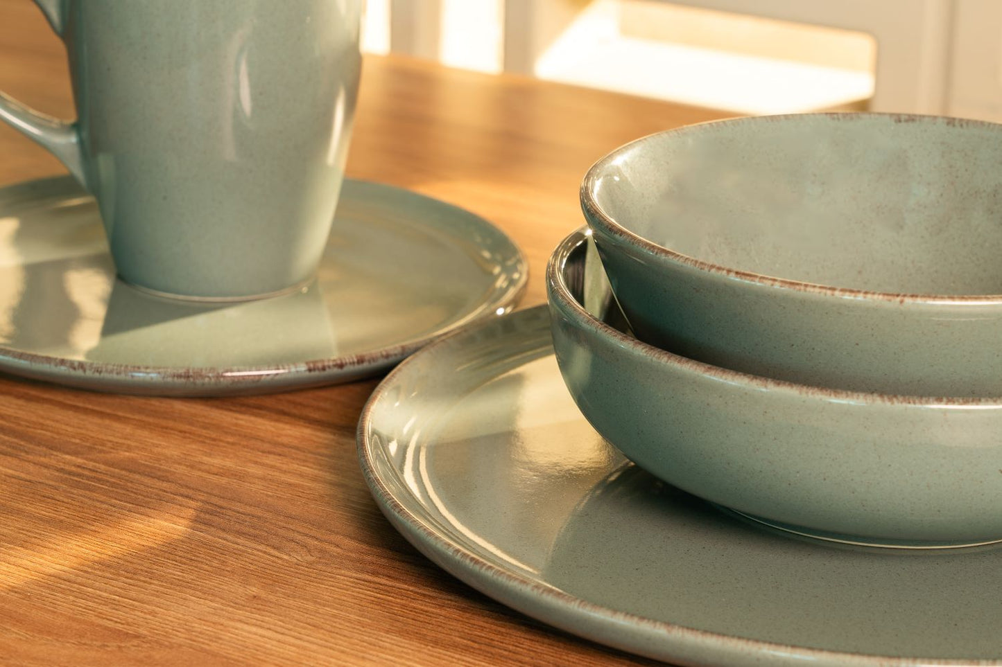 Jogo 6 Pratos Rasos de Cerâmica Laguna Verde 27cm