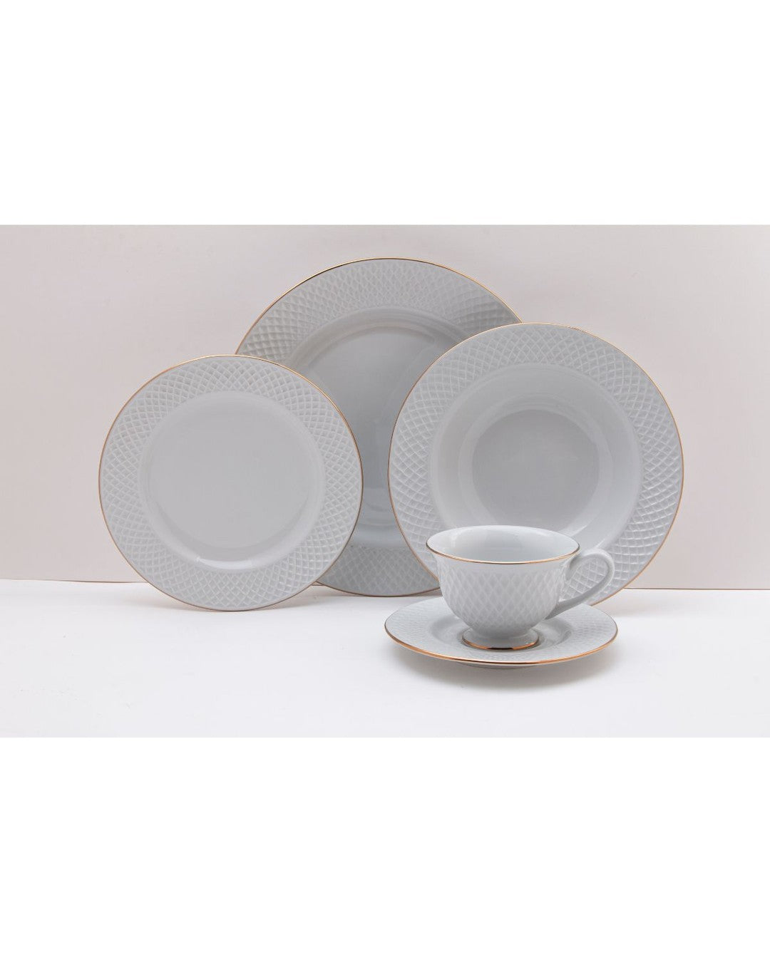 JOGO DE JANTAR JOAQUINA PORCELANA DOURADO 20PÇS