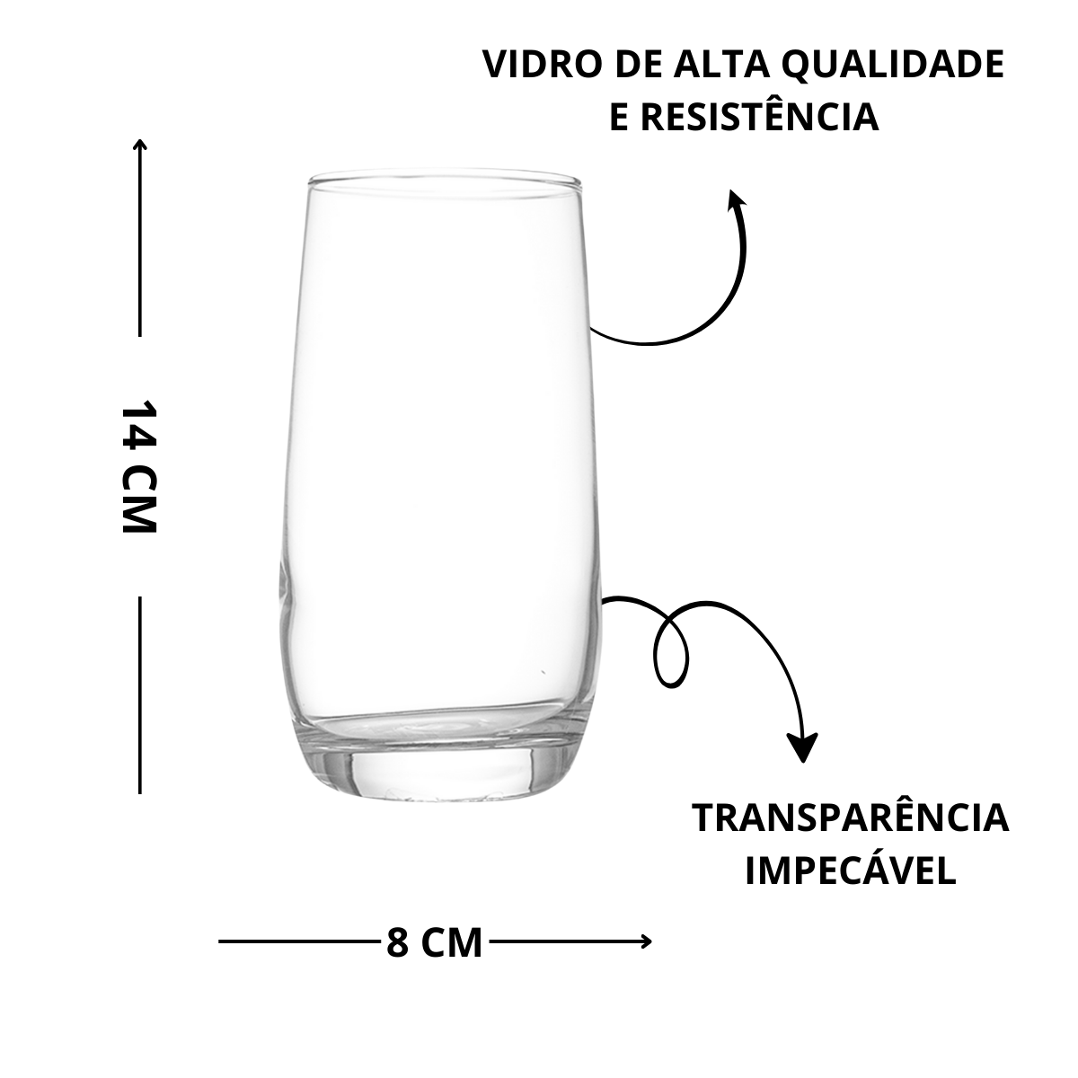 JOGO DE 6 COPOS DE VIDRO PARA ÁGUA 360ML