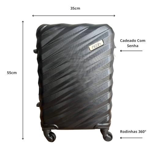 Mala De Viagem Bordo Preta 10kg Pequena Resistente Noah Home