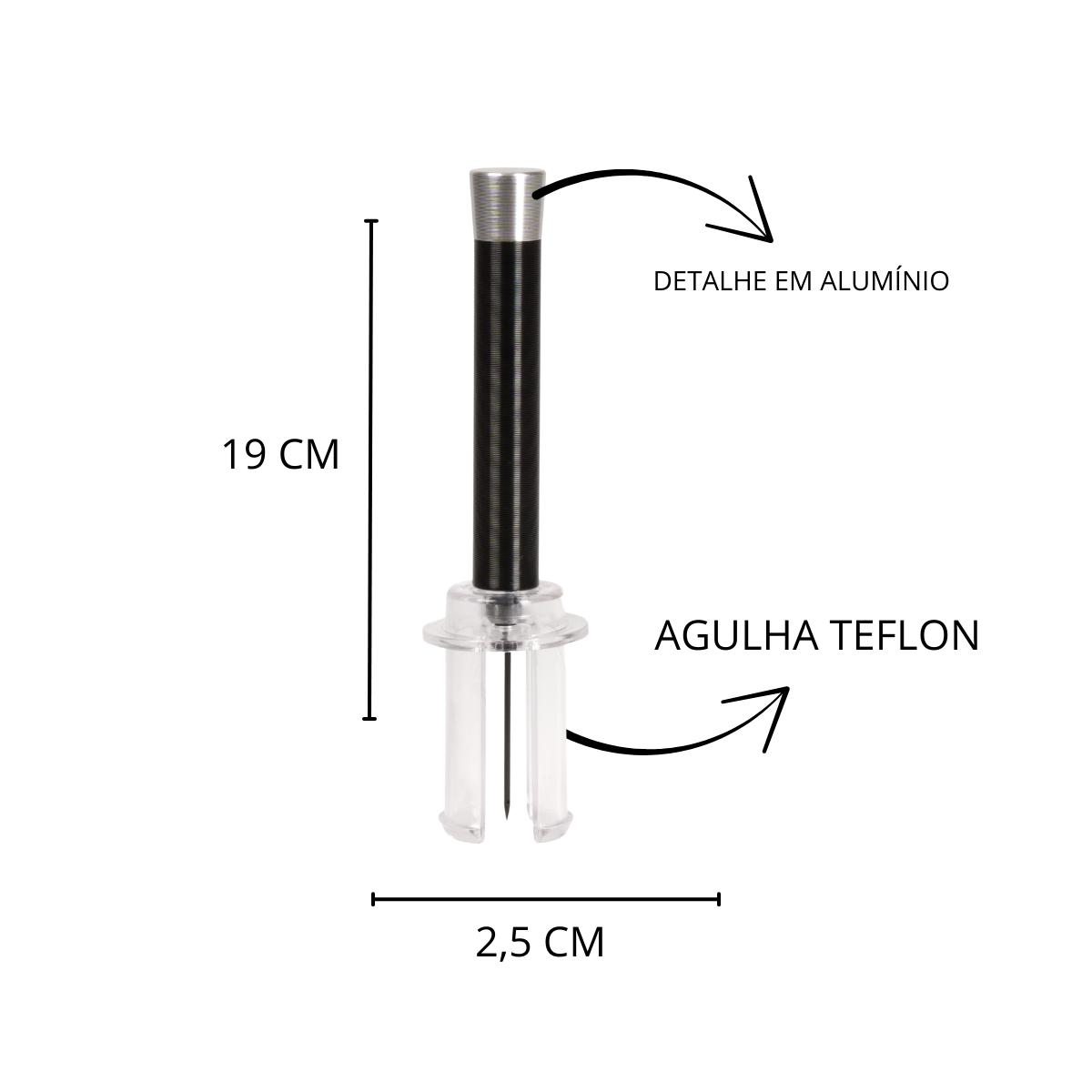 Saca Rolha Abridor Vinho Bomba de Pressão Alumínio - 19cm