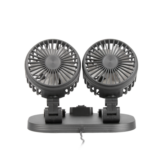 VENTILADOR DUPLO PORTÁTIL PARA CARRO/MESA PRETO USB