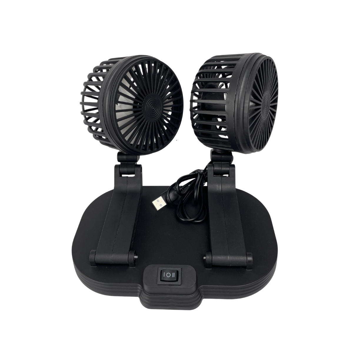 VENTILADOR DUPLO PORTÁTIL PARA CARRO/MESA PRETO USB