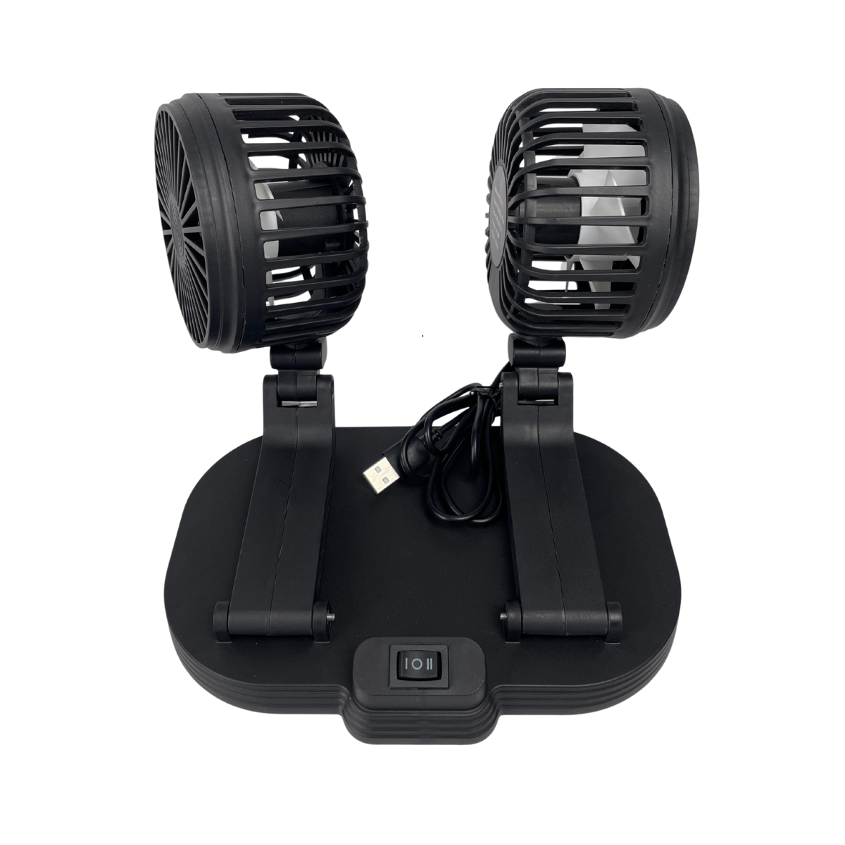 VENTILADOR DUPLO PORTÁTIL PARA CARRO/MESA PRETO USB