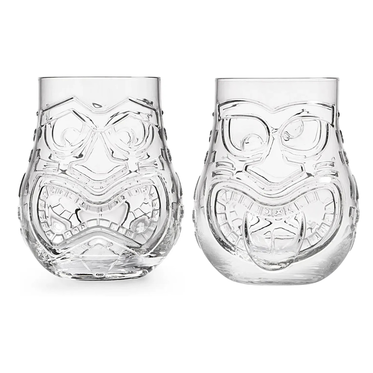 Jogo 2 Copos Vidro Tiki Duas Faces Humor/ Raiva - 470ml