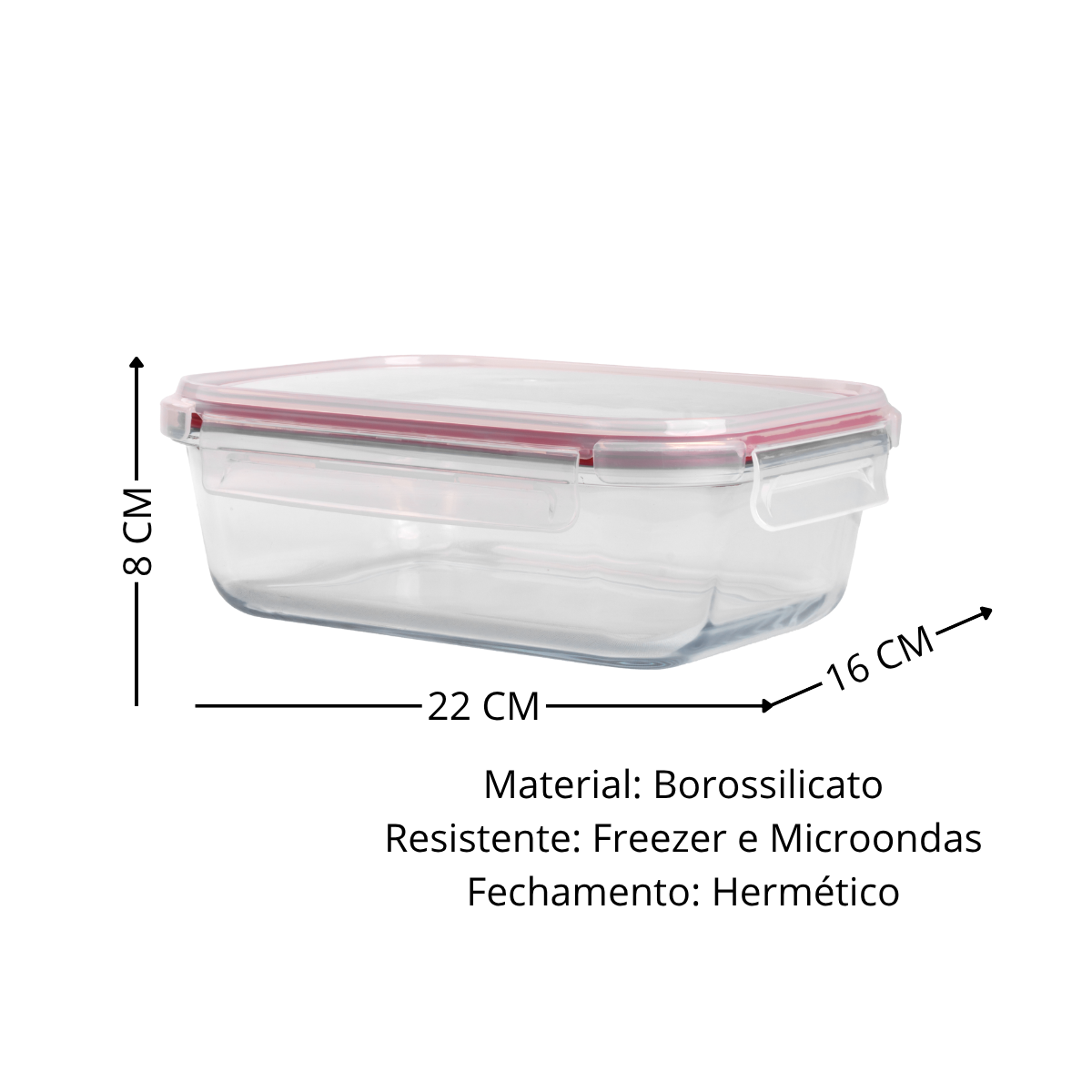 Pote Borossilicato Hermético Transparente - 1,5L