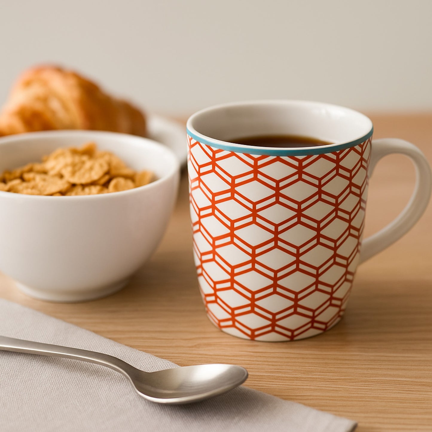 Caneca Chá e Café de Porcelana Geométrica Laranja - 230ml