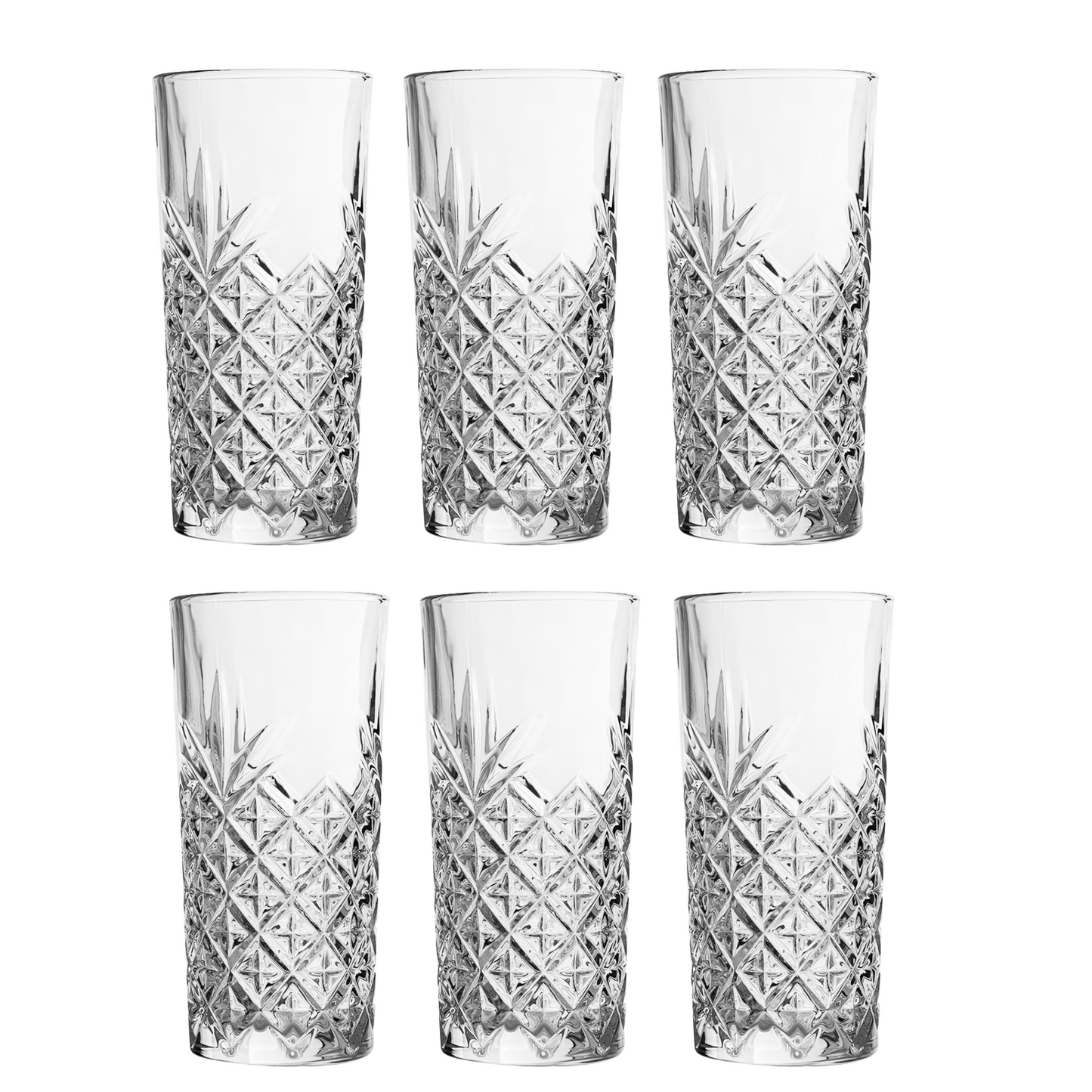 JOGO 6 COPOS DE VIDRO LONG DRINK - 330ML