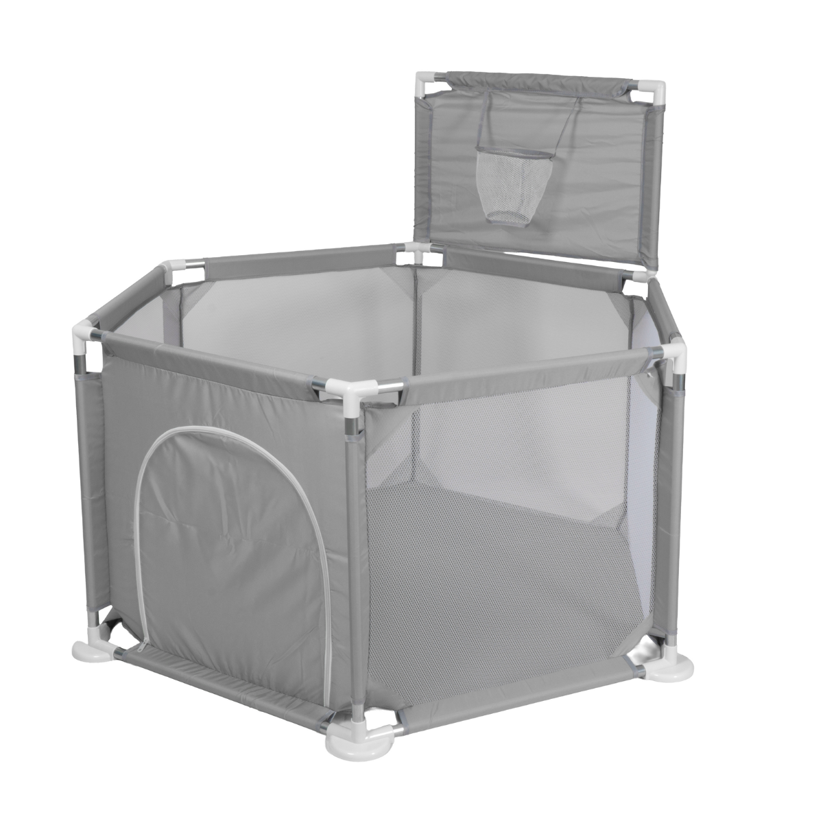 Cercado Infantil Hexagonal com Cesta Basquete Cinza - 125cm
