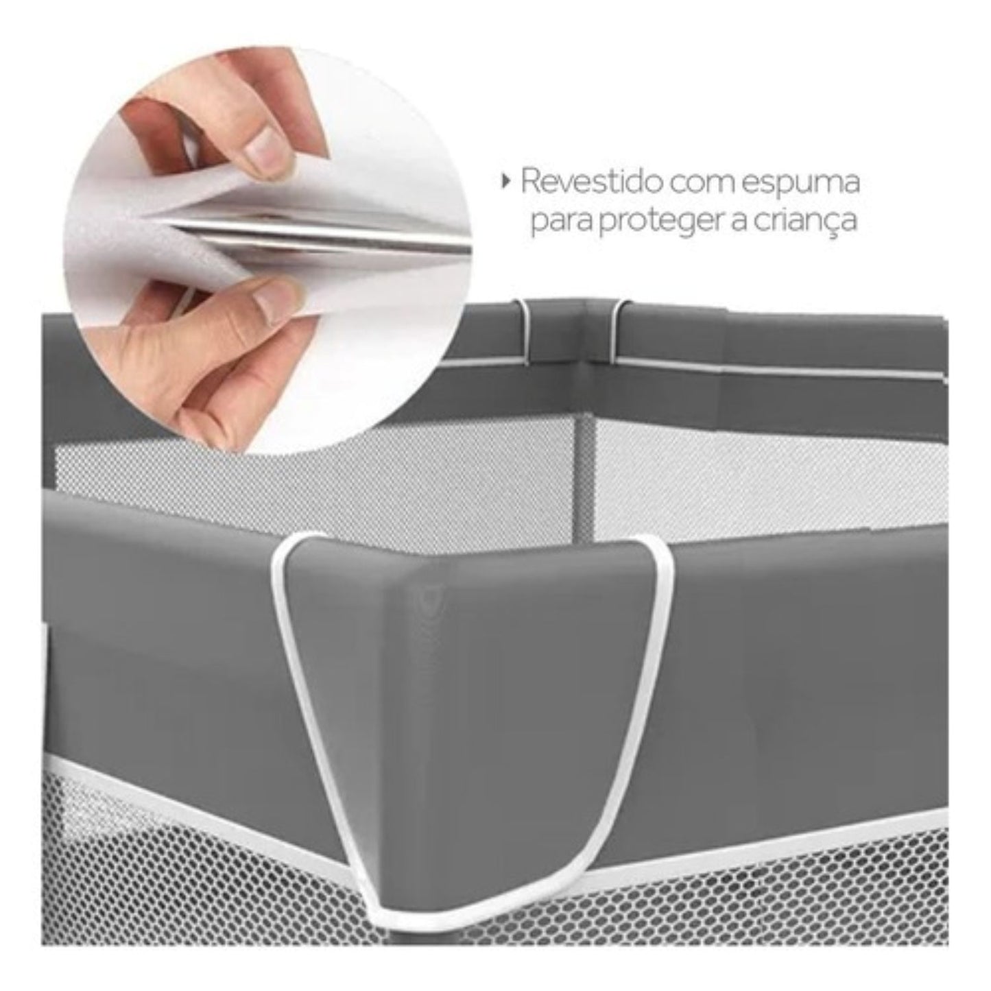 Cercado Grade De Proteção Retangular Grande Cinza 180cm