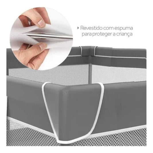 Cercado Grade De Proteção Retangular Grande Cinza 180cm