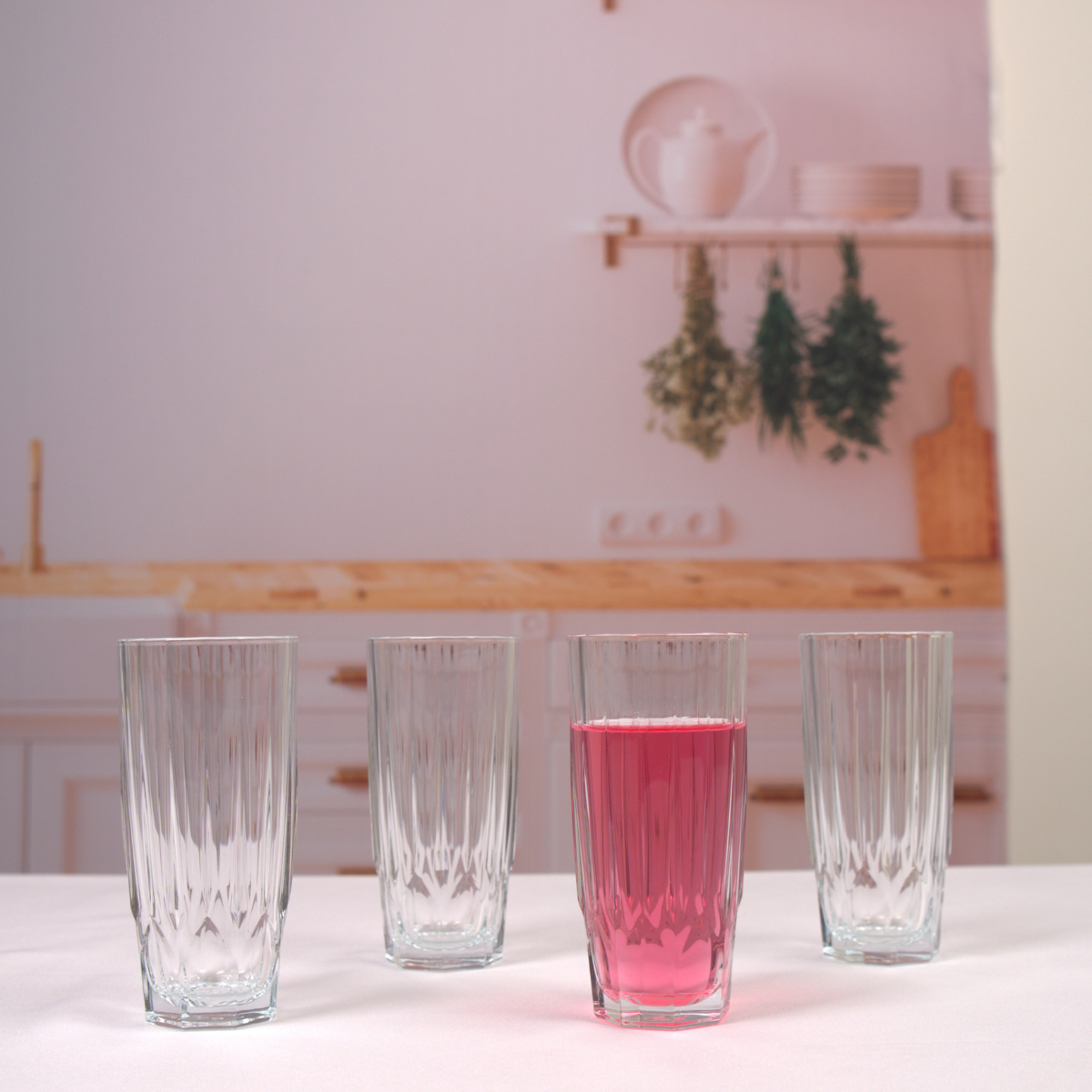 KIT JARRA E COPO DE VIDRO LONG DRINK DIAMOND - 5 PÇS