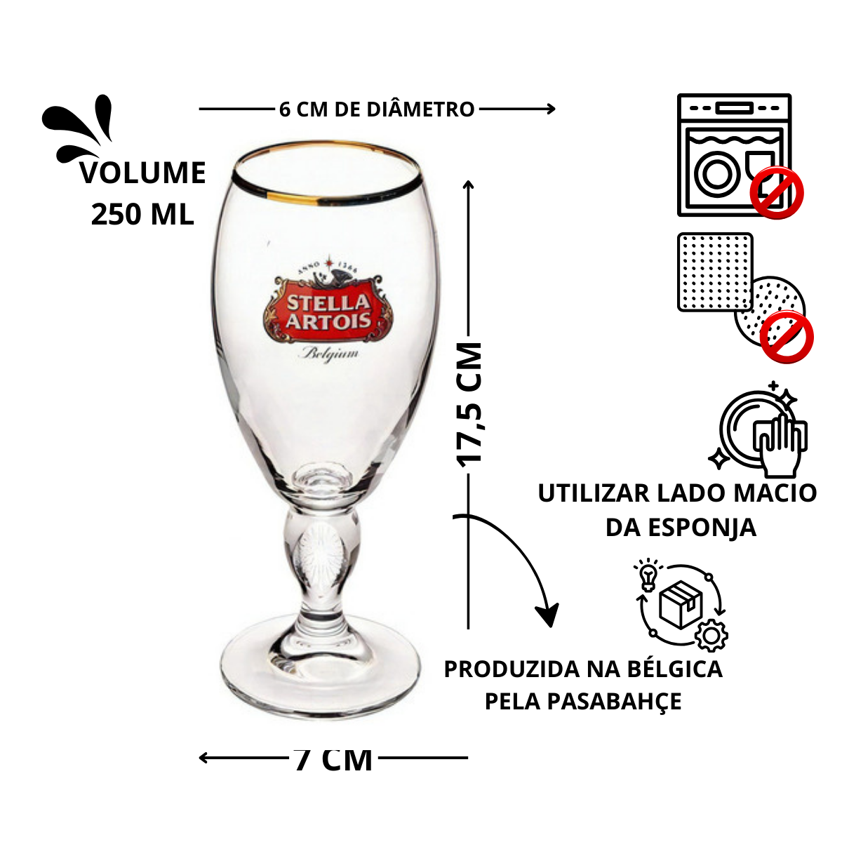 Jogo 6 Taças Cerveja Stella Artois 250ml Licenciado Ambev