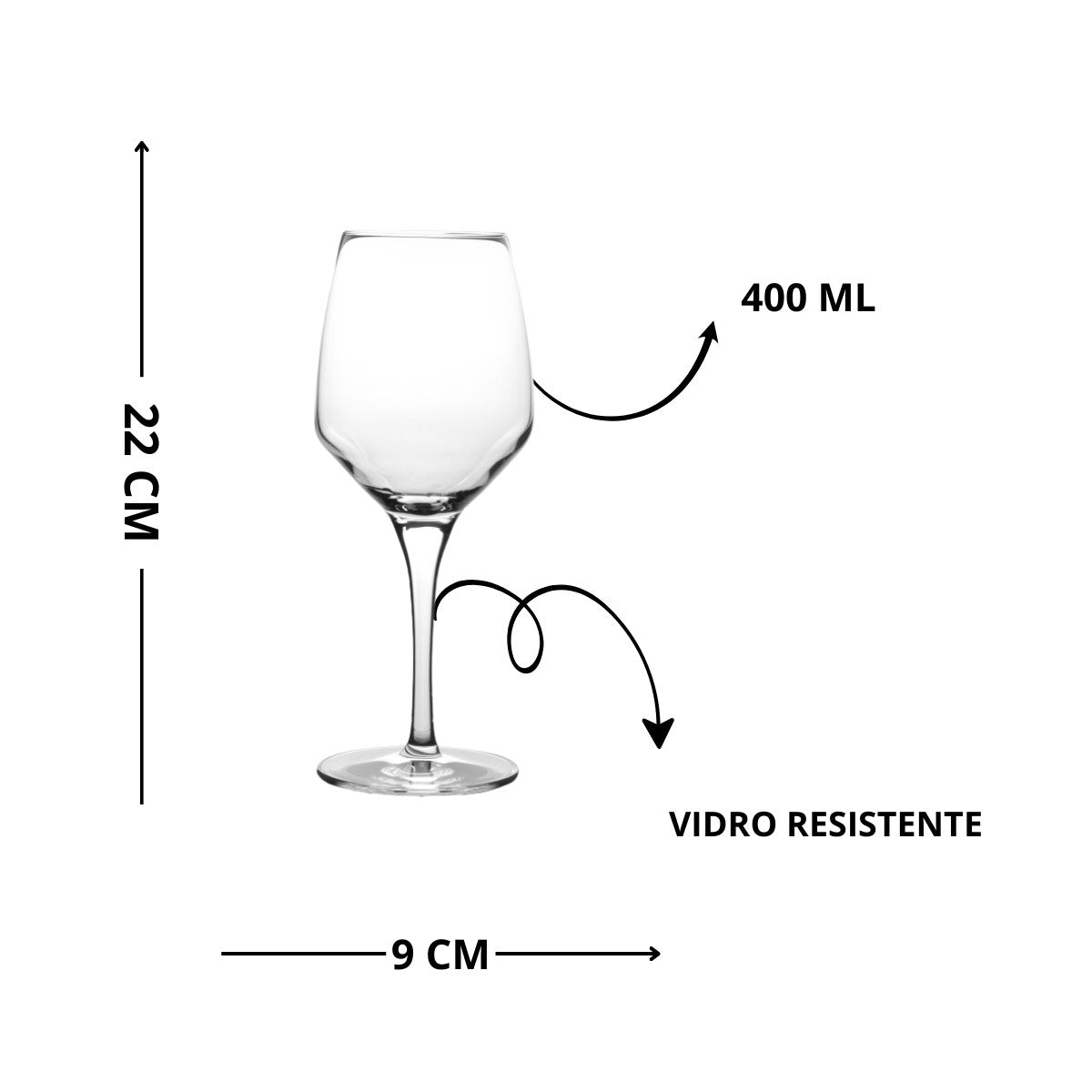 JOGO 6 TAÇAS DE CRISTAL PARA VINHO FAME - 400ML