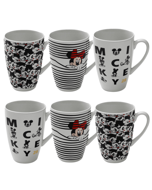 Kit 6 Canecas Porcelana Diversas Mickey e Minnie - 350ml