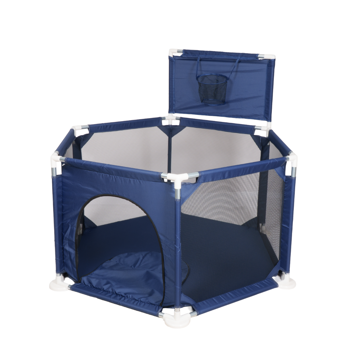 Cercado Infantil Hexagonal com Cesta Basquete Azul - 125cm