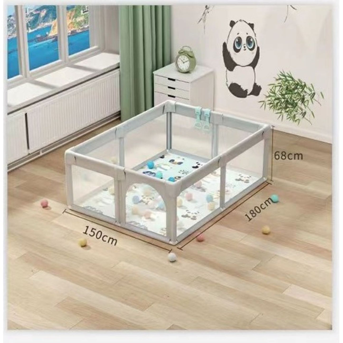 Cercado Grade De Proteção Retangular Grande Cinza 180cm