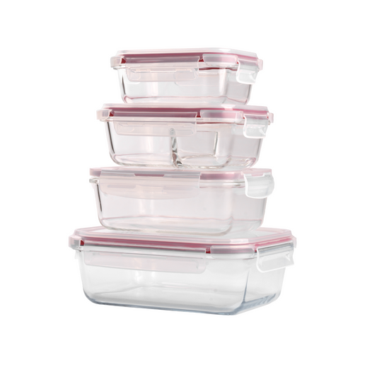 Kit 4 Potes Herméticos Vidro Borossilicato Tamanhos Variados