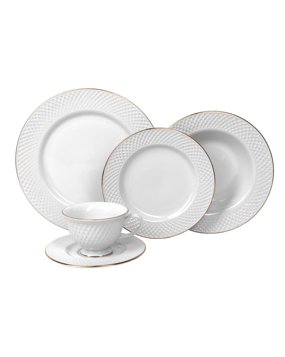 JOGO DE JANTAR JOAQUINA PORCELANA DOURADO 20PÇS