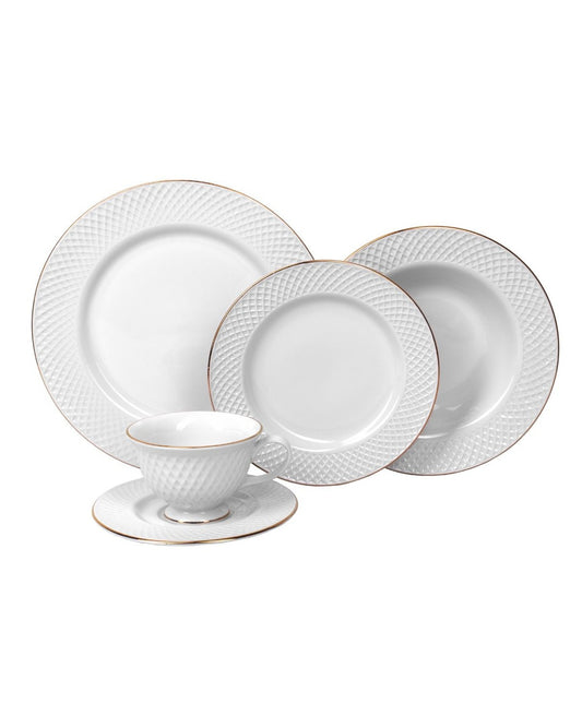 JOGO DE JANTAR JOAQUINA PORCELANA DOURADO 20PÇS