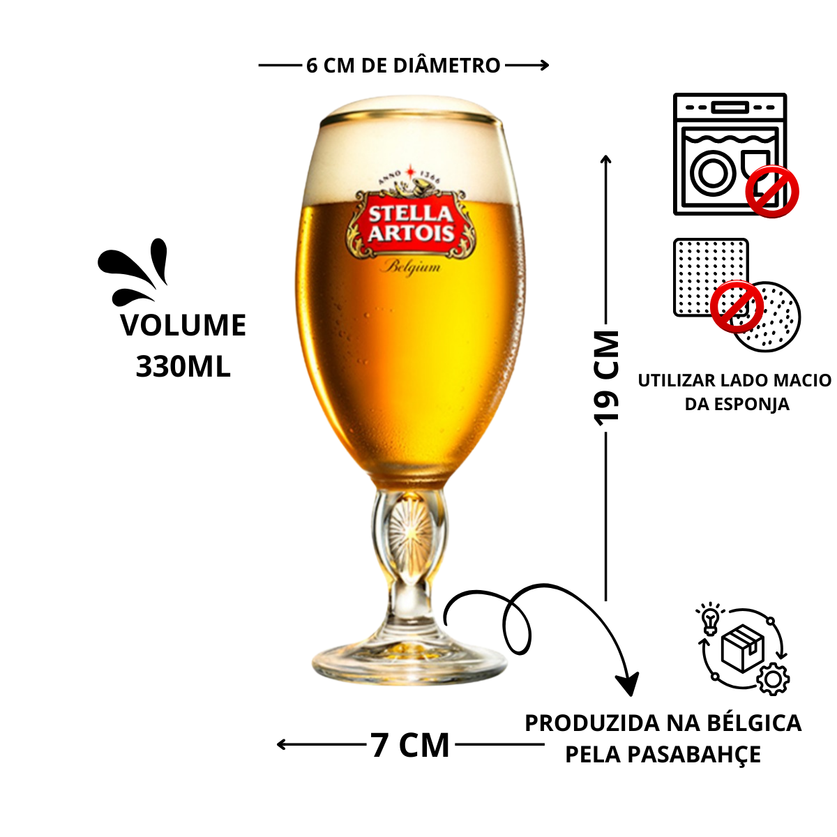 Jogo 4 Taças De Cerveja Stella Artois 330ml Ambev Copo Borda Dourada Cálice